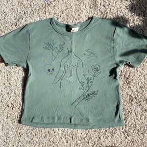 Cropped green urban outfitters T-shirt